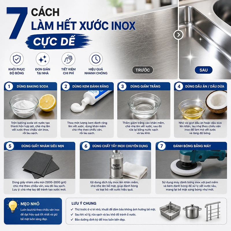 7 Cách Làm Hết Xước Inox Cực Dễ